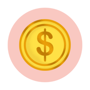 The illustration shows a coin which symbolizes planning your budget when buying a home.