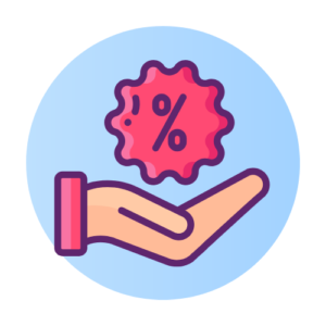The illustration demonstrates a hand holding a percentage sign, which symbolizes making an offer when buying a home.