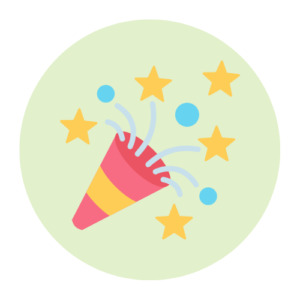 Celebratory party popper with confetti and stars, symbolizing the excitement of buying a home.
