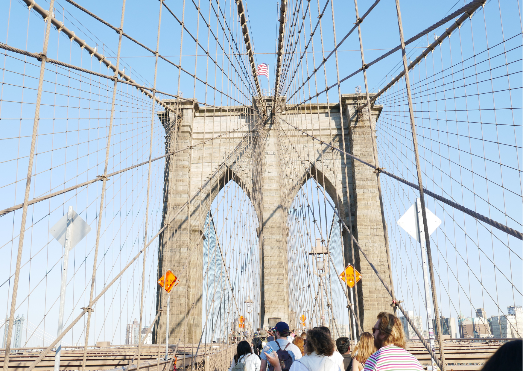 Tourists at Brooklyn Bridge.