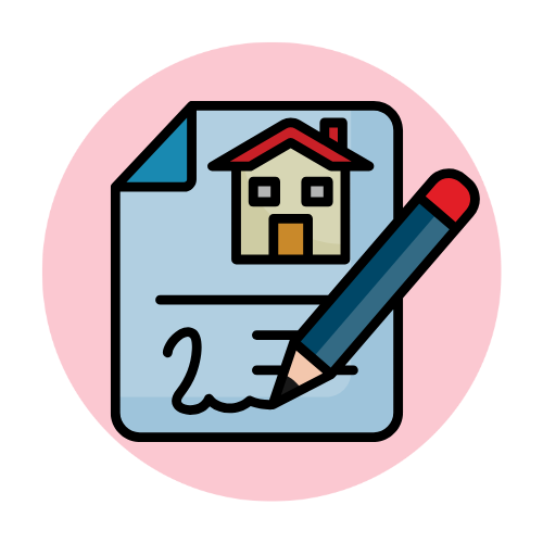 The illustration shows lease agreement when renting a home.