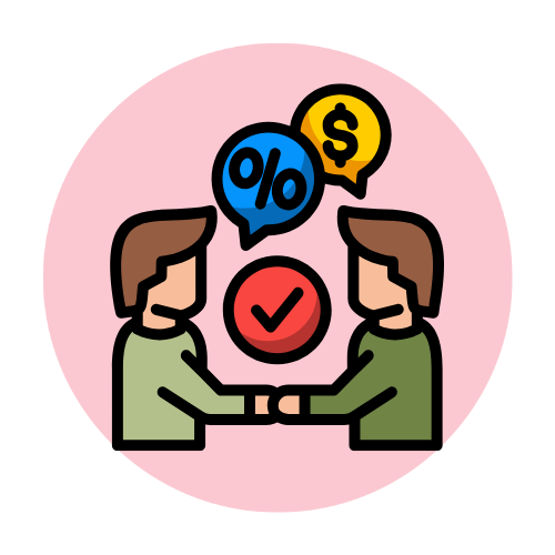 The illustration shows two individuals negotiating skillfully when renting a home.